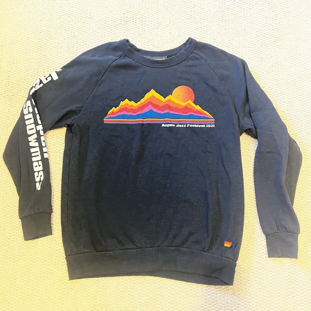 Aviator Nation Aspen, jazz fest, gray crewneck, collaboration piece